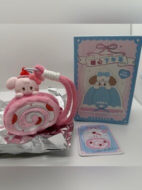 Joyc Mikko Illustrations Plush Pendant Keychain Confirmed Pink Cake Swiss Roll